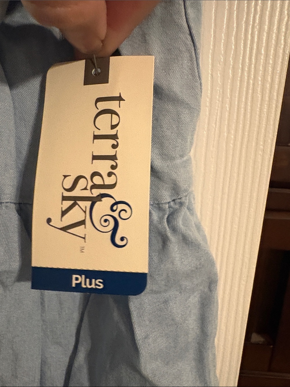 Terra & Sky Light Blue V-Neck Blouse - Picture 3 of 4